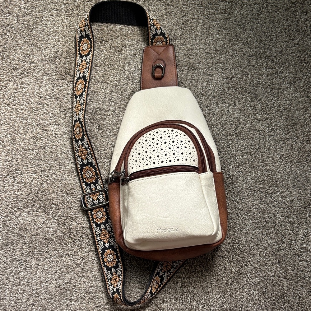 White and Brown Women's Crossbody Bag